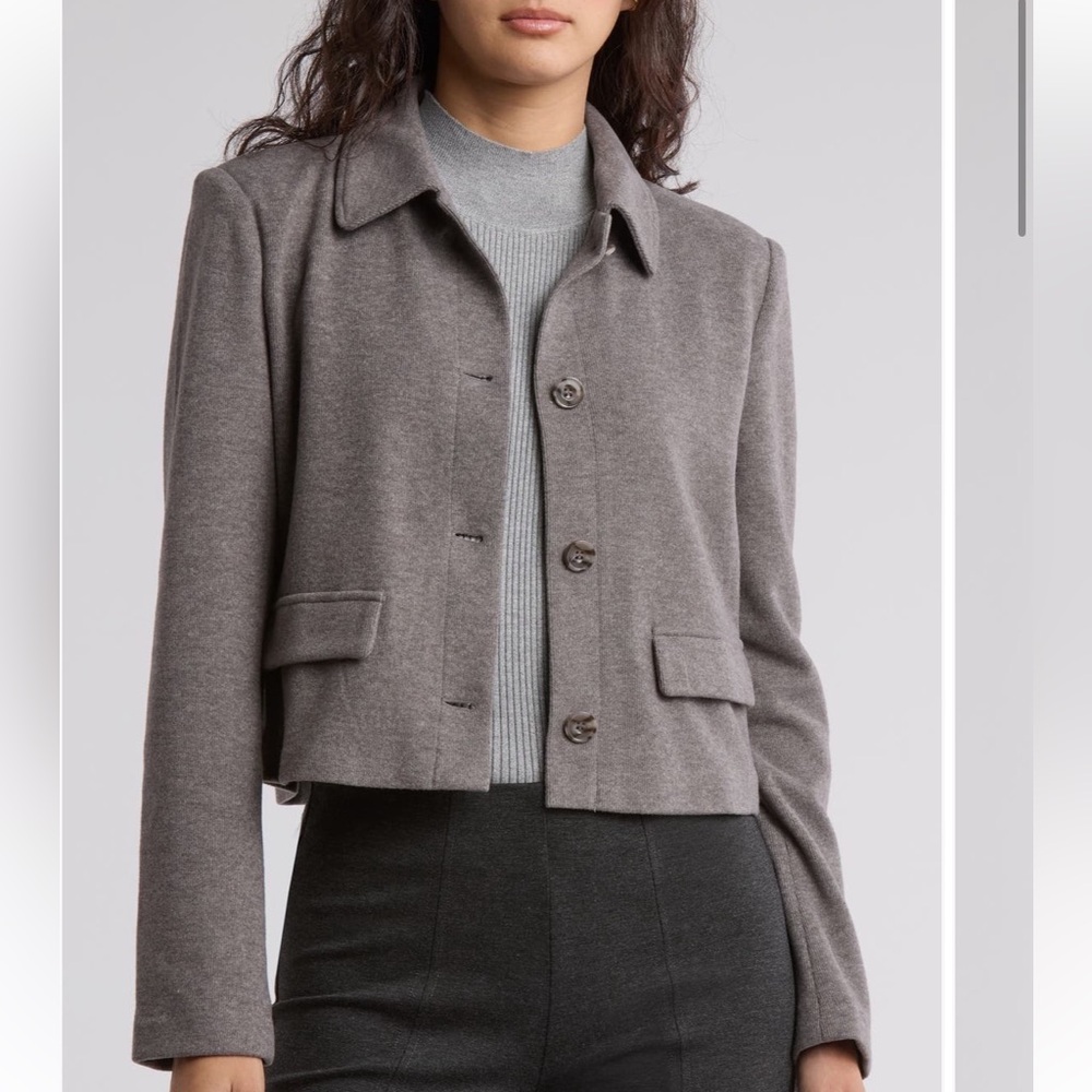 Amanda & Chelsea Crop Knit Jacket in Charcoal, Size Small, NWT